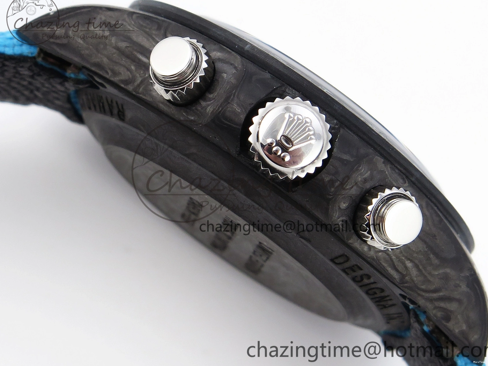 MiroTime 0319 Casual Daytona DIW Carbon Case and Bezel DIWF Edition White Blue Dial on Blue Nylon Strap A 1886